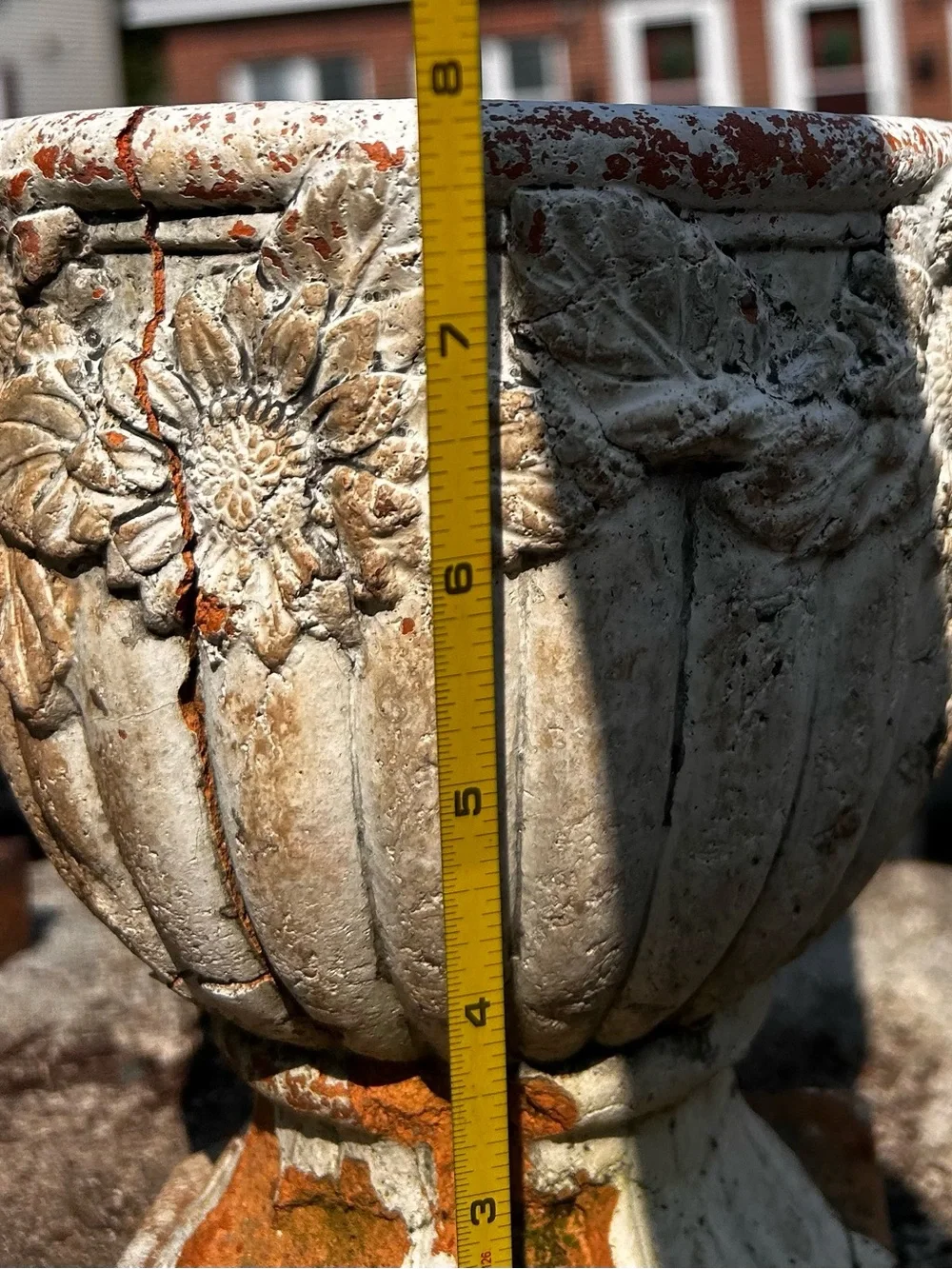 Terra Cotta Roman Garden Chippy Planter  Distressed 8 X 7.5